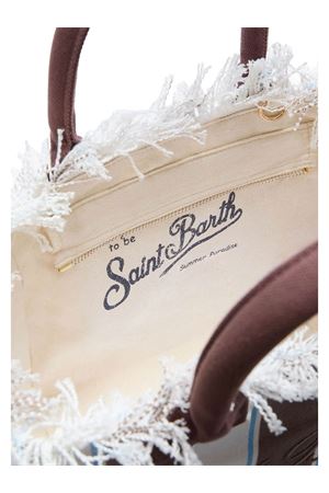 Borsa in canvas di cotone marrone e bianco SAINT BARTH KIDS | COL000102597L